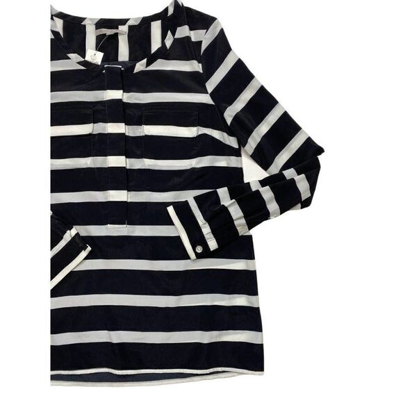 GAP Black White Stripe‎ Pocket Henley Top XS NEW - Picture 6 of 7